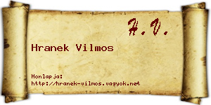 Hranek Vilmos névjegykártya